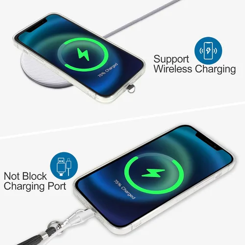 Vista 4 de takyu Cordón ajustable para teléfono celular, 2 piezas, correa cruzada para teléfono con pestañas de sujeción, para teléfonos inteligentes iPhone