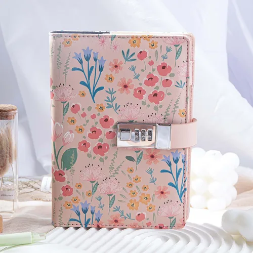 Vista 8 de MGGAO Diario con cerradura, diario floral para mujeres y niñas, diario de piel sintética recargable con cerradura y llave, diario personal secreto