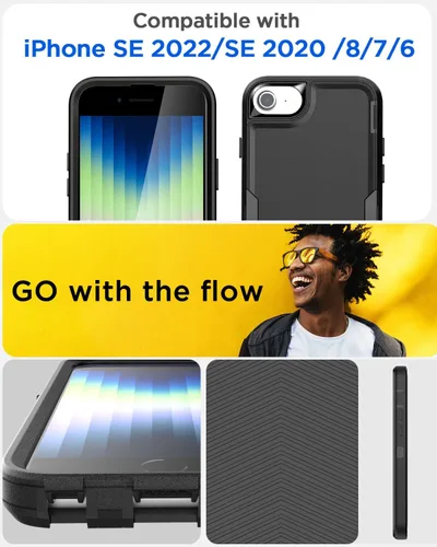 Vista 7 de AICase Funda para iPhone SE 2022/3rd/2020/8/7/6, soporte magnético para automóvil, resistente de 2 capas, duradero, protección de grado militar, a