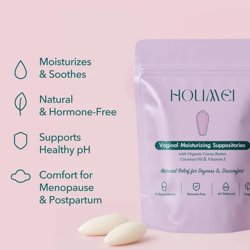 Vista 2 de Supositorios vaginales con vitamina E y ácido hialurónico, hidratante femenino orgánico para alivio de sequedad y molestias, cuidado femenino