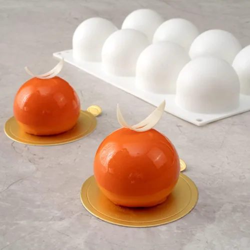 Vista 4 de Restaurantware -Molde de bola de 8 cavidades de pastelería, 1 molde de chocolate listo para horno - Molde de silicona blanca flexible, congelable