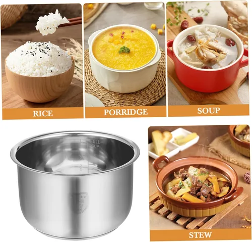 Vista 10 de Luxshiny Olla de arroz interior olla de cocina de acero inoxidable interior ollas 2l antiadherente olla de arroz contenedor para tradicional