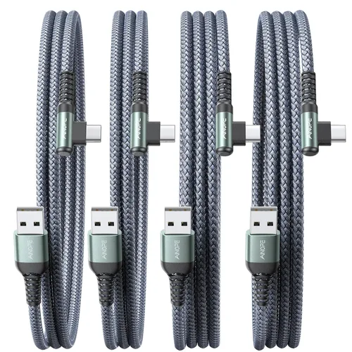 Vista 14 de AINOPE - Cable USB C de 1 metro en ángulo recto, paquete de 2 cables USB a USB C de 1 metro, cable USB A a USB C trenzado de nailon de 3.1A de carga
