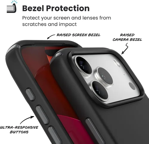 Vista 6 de Speck PRESIDIO2 PRO - Funda para iPhone 17, compatible con MagSafe, funda protectora delgada, color negro/gris pizarra/blanco