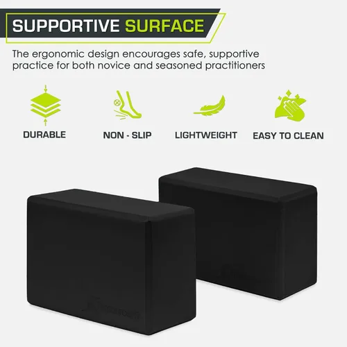 Vista 4 de ProsourceFit Foam Yoga Blocks, High Density EVA Yoga Bricks 4”x 6” x 9” (Set of 2)