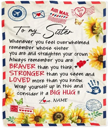 Vista 17 de Manta personalizada con texto en inglés «To My Sister from Brother I Love You Hugs» (texto en inglés) con texto en inglés «To My Sister», «I Love