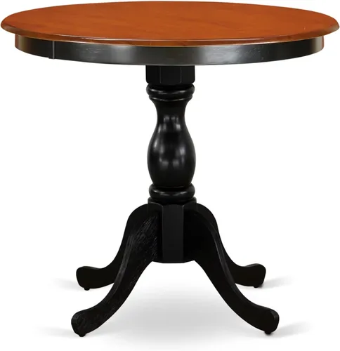 Vista 3 de East West Furniture ESAB3-BCH-06 - Juego de mesa de cocina de 3 piezas contiene una mesa de comedor redonda con pedestal y 2 sillas de comedor