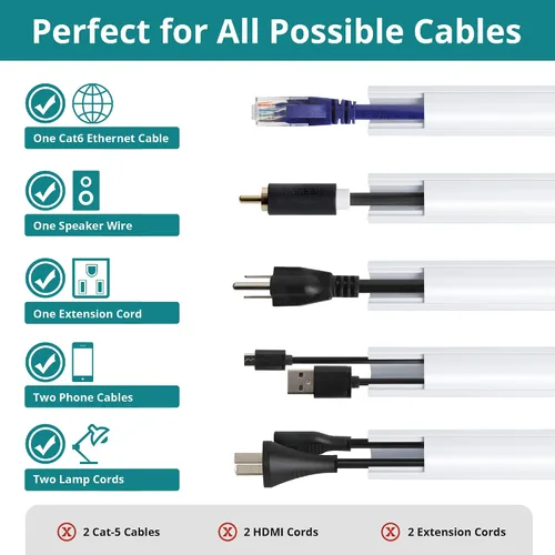 Vista 3 de Ocultacables de Esquina de 85 pulgadas, Conducto de Esquina de Un Cable, Cubierta de Cable de Esquina Pintable, Canal de Gestión de Cables