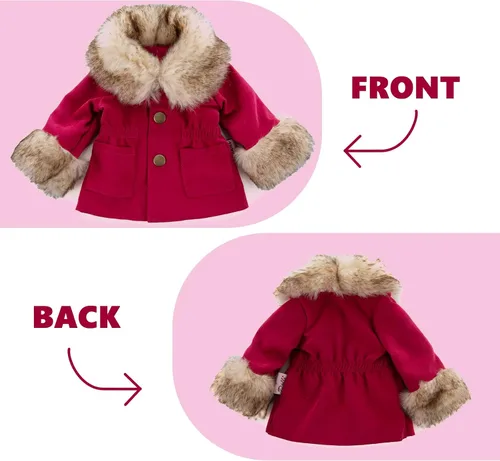 Vista 5 de Rakki Dolli American - Conjunto de ropa para muñeca de 18 pulgadas, set de moda de 5 piezas de abrigo rojo de invierno incluye abrigo cálido