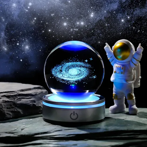 Vista 5 de Bola de cristal de galaxia 3D de 3.15 pulgadas de Arikyrist, regalos de astronomía del universo para adolescentes, niños y hombres, bola decorativa