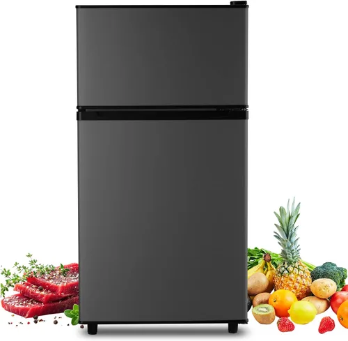 Vista 11 de WANAI Refrigerador compacto de 3.5 pies cúbicos de doble puerta con congelador, refrigerador pequeño con 7 modos TEMP, ahorro de energía, bajo ruido