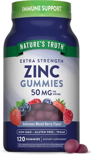 Vista 9 de Nature's Truth Gomitas de zinc para adultos 50 mg 60 unidades Suplemento extra fuerte vegano, sin OMG y sin gluten Sabor mixto de bayas