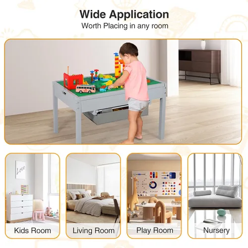 Vista 5 de RedSwing Mesa de actividades para niños con almacenamiento, mesa de juegos gris