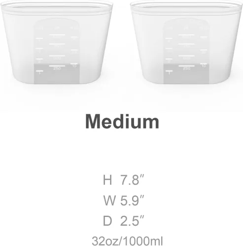 Vista 3 de Winrock Bolsa de almacenamiento de alimentos de silicona reutilizable, para microondas, horno, nevera, congelador y recipientes sellados