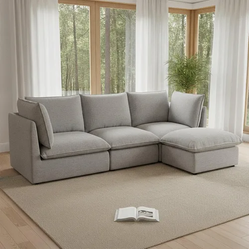 Vista 32 de Sofás modulares de 69.2 pulgadas para sala de estar, respaldo alto impermeable, sofá modular con relleno de plumón, sofá biplaza convertible