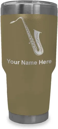 Vista 11 de LaserGram Vaso aislado al vacío de 20 onzas, saxofón, grabado personalizado incluido (negro)