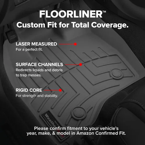 Vista 3 de WeatherTech Revestimientos de suelo de ajuste personalizado para Ford Super Duty - 1ª fila (OTH) y segunda fila (442931-440022), negro