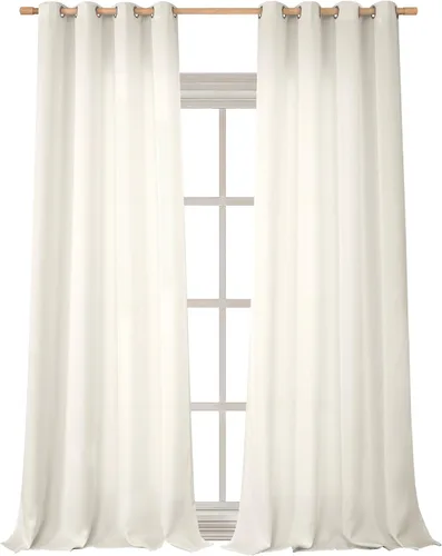 Vista 10 de BGment Cortinas de Lino Beige de 63 Pulgadas de Largo 2 Paneles - Tratamientos para Ventanas con Textura de Arpillera Filtrantes de Luz Cortinas