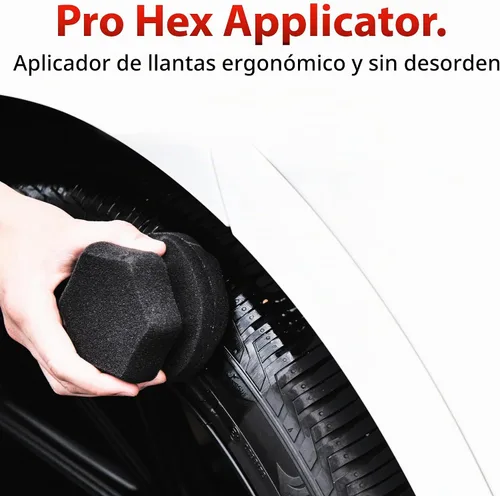 Vista 2 de Adam's Polishes Pro Neumático Agarre Hexagonal Aplicador - Herramienta de Esponja de Espuma para Brillo de Neumáticos y Detalles de Coche