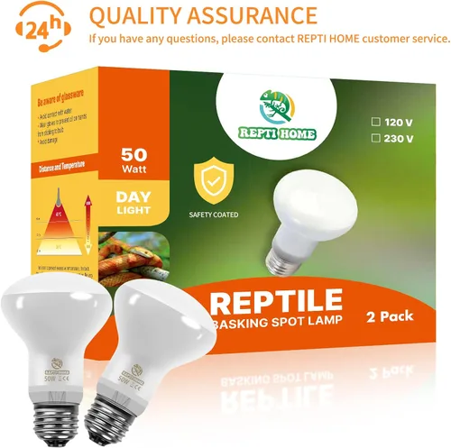 Vista 7 de Bombilla de calor para reptiles (3ª generación sin rota), paquete de 2 luces de 50 W para reptiles y anfibios, bombilla de calor de luz diurna UVA
