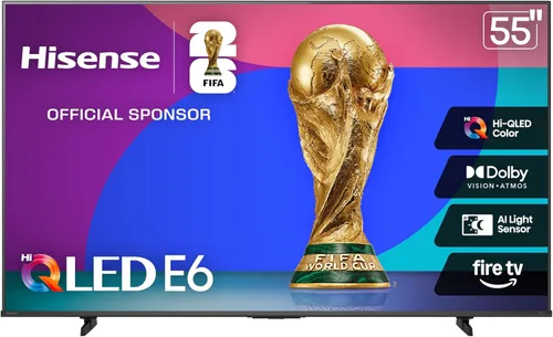 Vista 24 de Hisense 43" Serie E6 Cinema Hi-QLED 4K UHD Smart Fire TV (43E6QF, modelo 2025) - Sensor de luz AI, Dolby Vision · Atmos, control remoto por voz