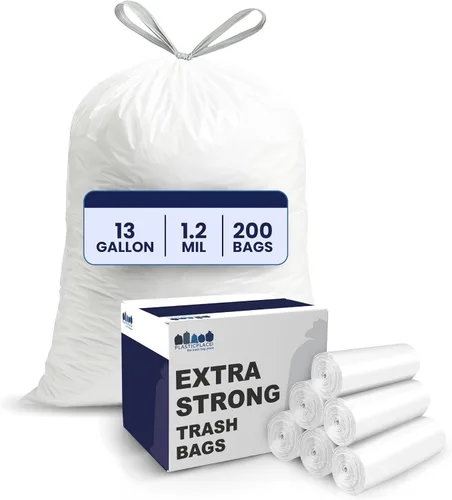Vista 8 de Plasticplace - Bolsas de basura con ajuste personalizado, compatibles con simplehuman Code D, con cordón, color blanco, 5,3 galones / 20 litros