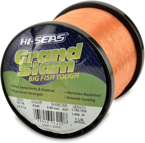 Vista 47 de Sedal de Pesca de Monofilamento HI-SEAS Grand Slam - Fuerte y Resistente a la Abrasión en Transparente, Rosa, Verde, Azul Ahumado, Amarillo Amarillo
