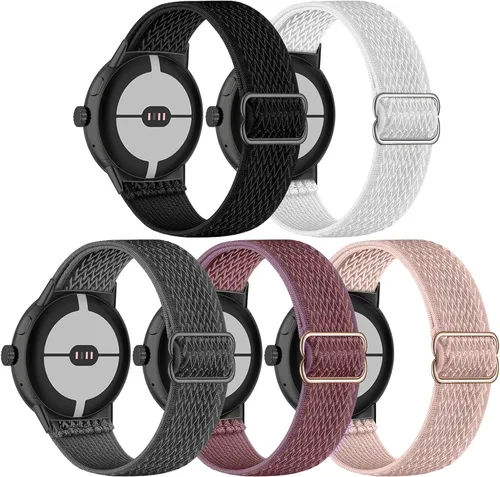Vista 12 de Paquete de 5 correas elásticas de nailon compatibles con Google Pixel Watch 4, 3, 1.614 in, Google Pixel 2, Google Pixel 2, correas elásticas