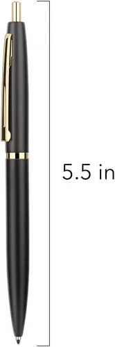 Vista 2 de Unibene Paquete de 6 bolígrafos negros y dorados, tinta negra de punta media de 0.039 pulgadas con 6 recambios de acero inoxidable para negocios
