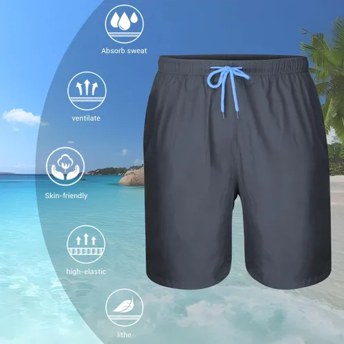 Vista 4 de HEROBIKER Traje de baño para hombre, de secado rápido, con forro de malla, para playa, tabla de surf