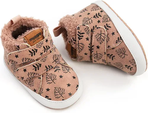 Vista 6 de QWZban Zapatos de bebé para niños y niñas, zapatillas de deporte con suela de goma antideslizante, para cuna de bebé, zapatos de vestir