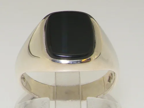 Vista 2 de Anillo de plata de ley 925 maciza de ónix natural para hombre, talla 6 a 13