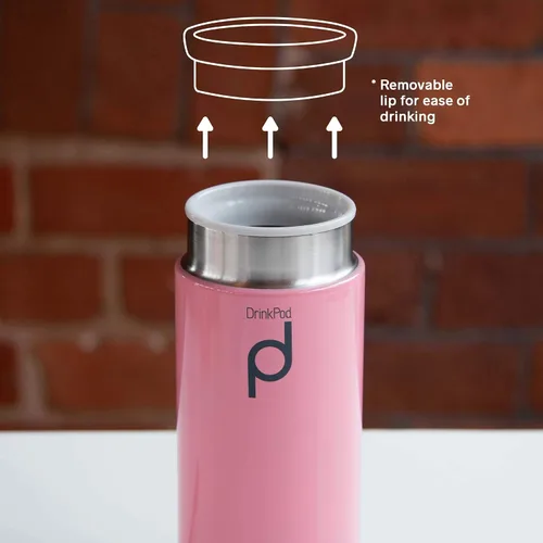 Vista 6 de Drinkpod Grunwerg HCF-200P - Frasco de cápsula aislada al vacío, acero inoxidable, rosa, 6.8 fl oz