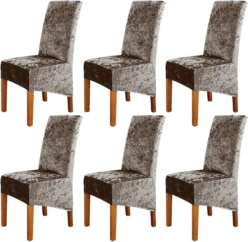 Vista 24 de Fundas para silla de terciopelo triturado, fundas protectoras elásticas y extraíbles para sillas XL, para comedor, ceremonia, banquete, boda Negro