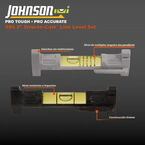 Vista 2 de Johnson Level & Tool 595 Línea Structo-Cast, 3", 2 Nivel