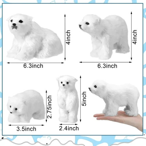Vista 3 de Yinder 4 piezas Adorno de Navidad de Oso Polar Grande Oso Polar de Peluche Blanco con Bufanda Animales Colgantes de Oso Polar de Peluche Realistas