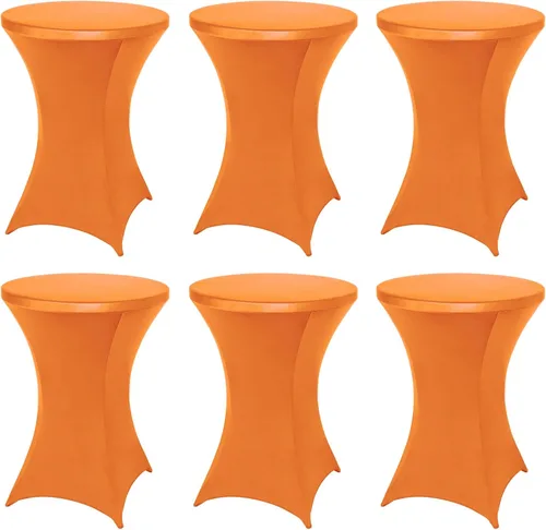 Vista 9 de FestiCorp Mantel de Mesa Negro de Spandex, Manteles Ajustados para Cóctel, Manteles Elásticos Redondos para Mesa Alta para Fiestas, Bar, Bodas