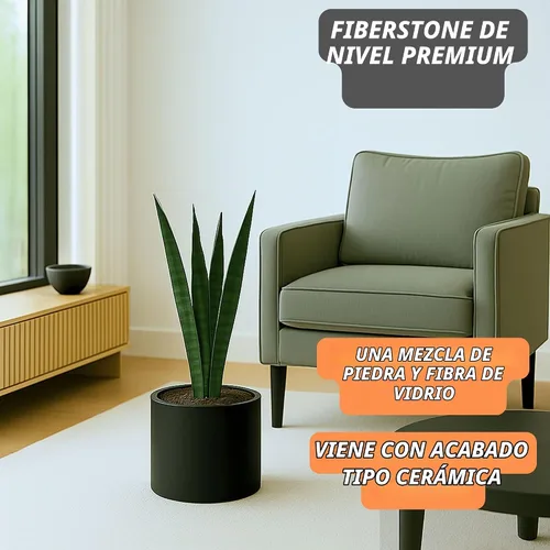 Vista 2 de Fox & Fern - Maceta (fibra de piedra) Padre NEGRO MATE