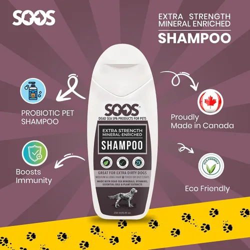 Vista 6 de Soos Champú para mascotas extra fuerte para gatos y perros, champú natural enriquecido con minerales del Mar Muerto, absorción rápida con vitaminas