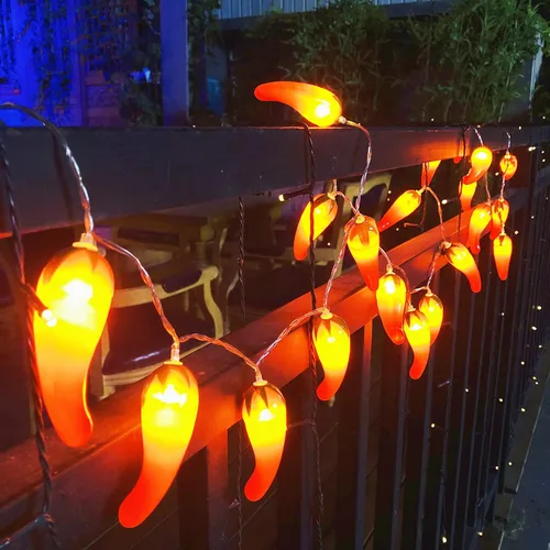 Vista 2 de 9.8 ft 20 LED Red Chili String Light Pepper Fairy Lights USB Powered Lámpara para fiesta de Navidad Decoración del hogar (2 modos USB)