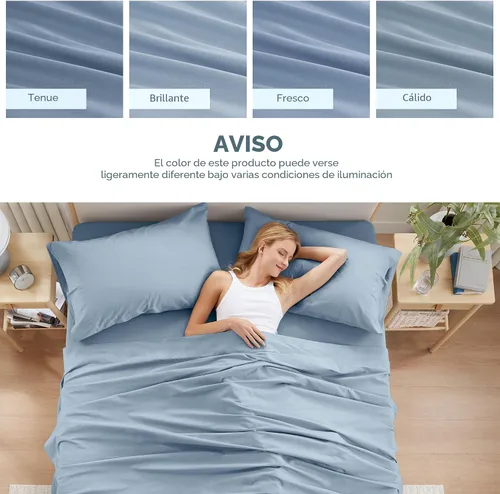 Vista 8 de Comfort Spaces Juego de sábanas 100% algodón transpirable, ligero, suave, con bolsillo elástico de 12 pulgadas que se adapta a colchones de hasta 14
