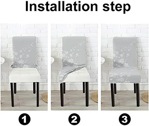 Vista 148 de CAPSCEOLL Christmas Dining Chair Covers,Snowflakes Festive Winter Pattern Stretch Chair Covers for Dining Room Set of 2 Washable Spandex Parson