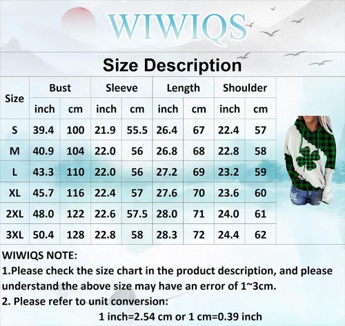 Vista 2 de WIWIQS Sudadera suelta para mujer con estampado de trébol informal irlandesa
