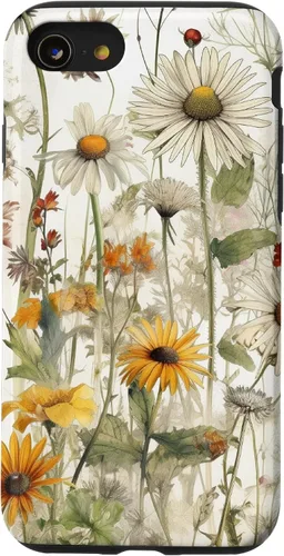 Vista 18 de Wildflowers Botanical Daisy Flowers Dandelion Dragonfly Case for iPhone 17