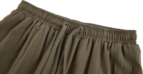 Vista 3 de Pantalones de tobillo medievales para niños y niños, disfraz de pirata vikinga, con cordones y bandas cónicas, pantalones góticos