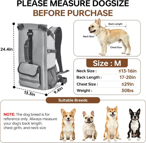 Vista 4 de Mochila transportadora para perros pequeños y medianos, bolsa de viaje