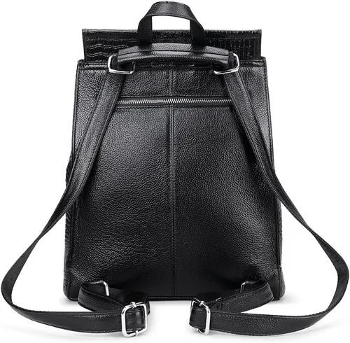 Vista 3 de Coolcy Mochila de cuero real para mujer