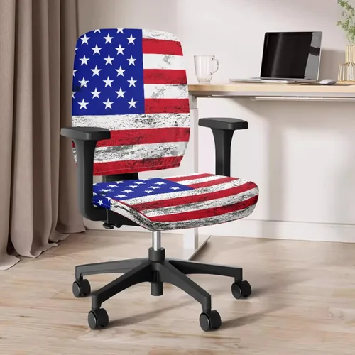 Vista 2 de American Flag Chair Covers Stretchy Office Chair Armrest Covers 4-Pc Set Reusable Soft Patriotic Computer Cover Slipcovers for Game Room and Office
