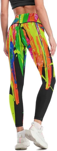 Vista 5 de Rainbow Watercolor Workout Leggings for Women High Waisted Tummy Control Yoga Pants