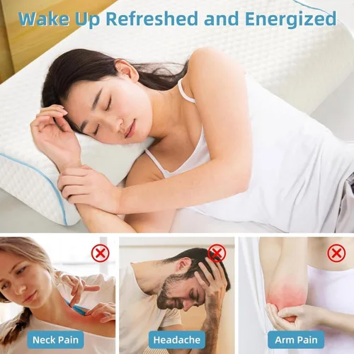 Vista 2 de Almohada de espuma viscoelástica arqueada para adultos con orificio para el brazo - Núcleo de espuma viscoelástica 3D arqueada, almohada de rebote